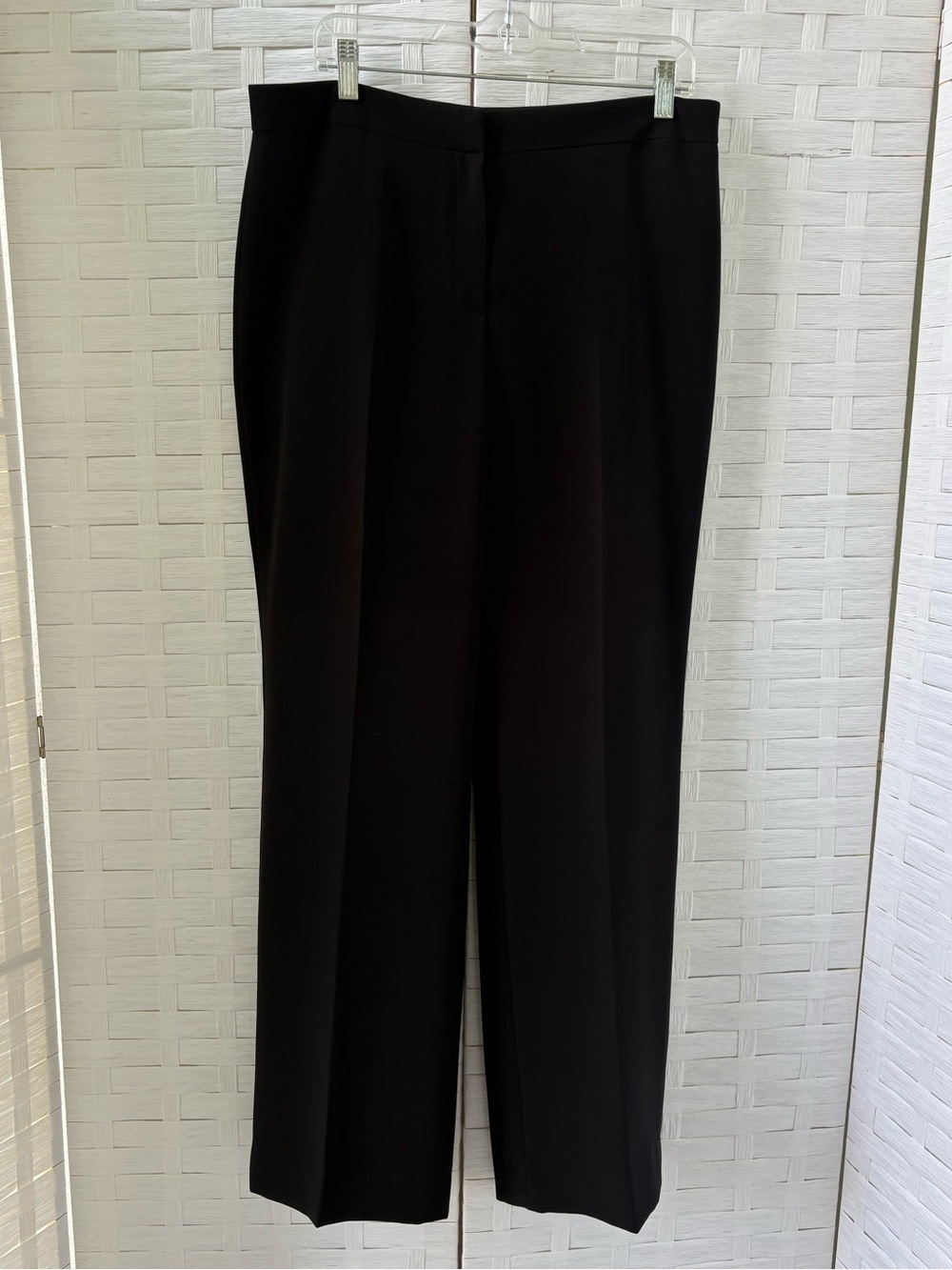 Classic Black Women’s Size 14 Flat Zip Front Wide Leg Trousers Lined Career NWOT